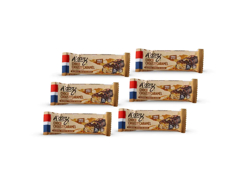 acaz-crousti-choco-caramel-barre-protein-e-pack-6-faible-en-sucre image 1