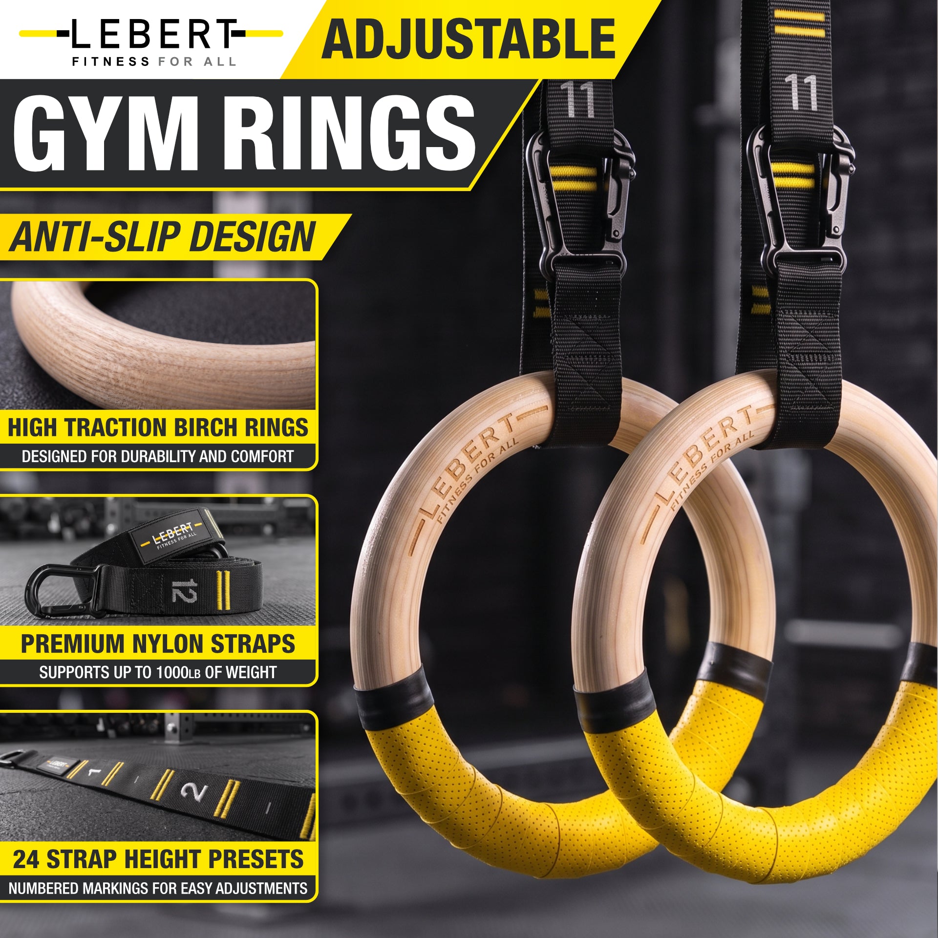 lebert-fitness-gym-rings-anneaux-gymnastique-bois-32-mm-sangles image 2