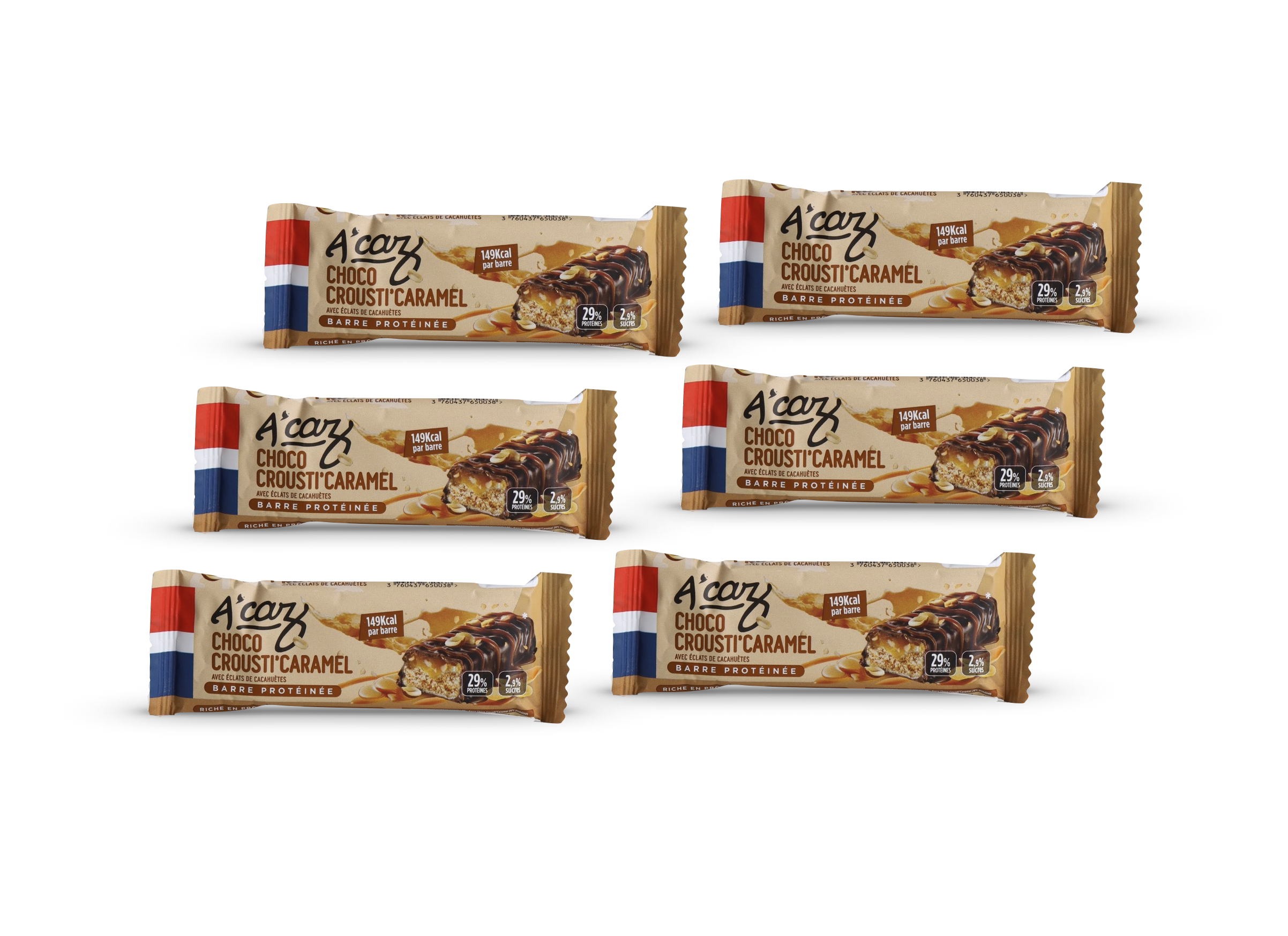 acaz-crousti-choco-caramel-barre-protein-e-pack-6-faible-en-sucre image 2